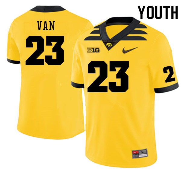 Youth #23 Landyn Van Iowa Hawkeyes College Football Alternate Jerseys Sale-Gold - Click Image to Close